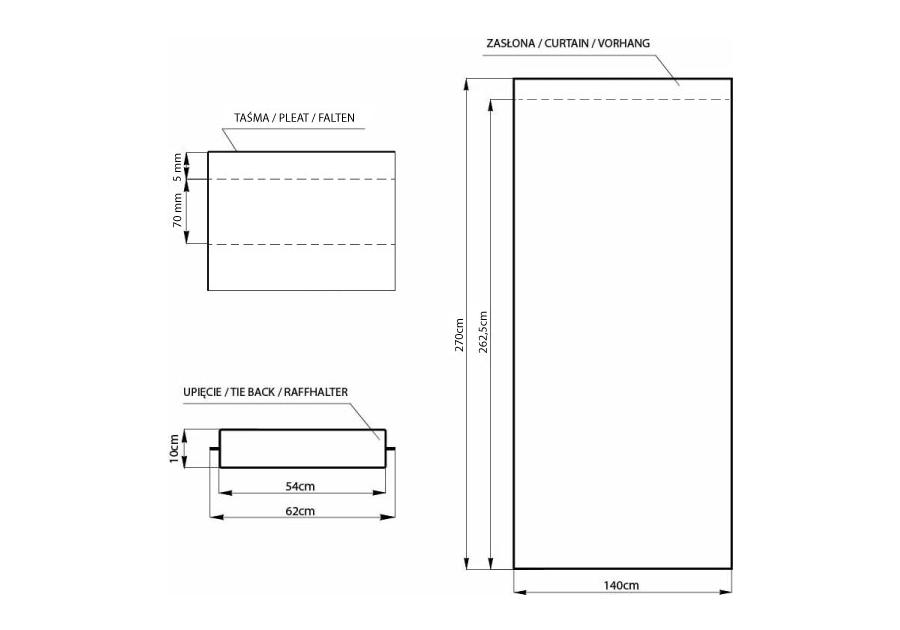 Zasłona Blackout Pleat ciemny brąz 140x270 cm AMELIAHOME