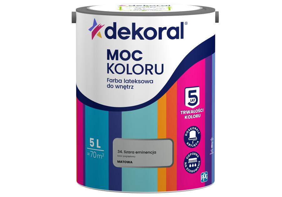 Farba lateksowa Moc Koloru szara eminencja 5 L DEKORAL