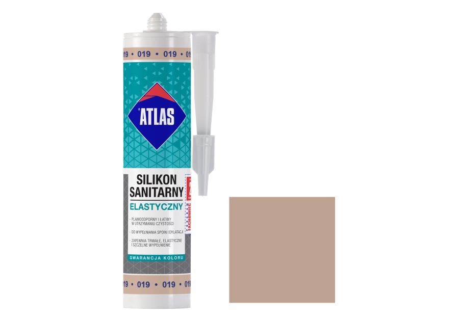 Silikon sanitarny elastyczny 019 jasnobeżowy 280 ml ATLAS