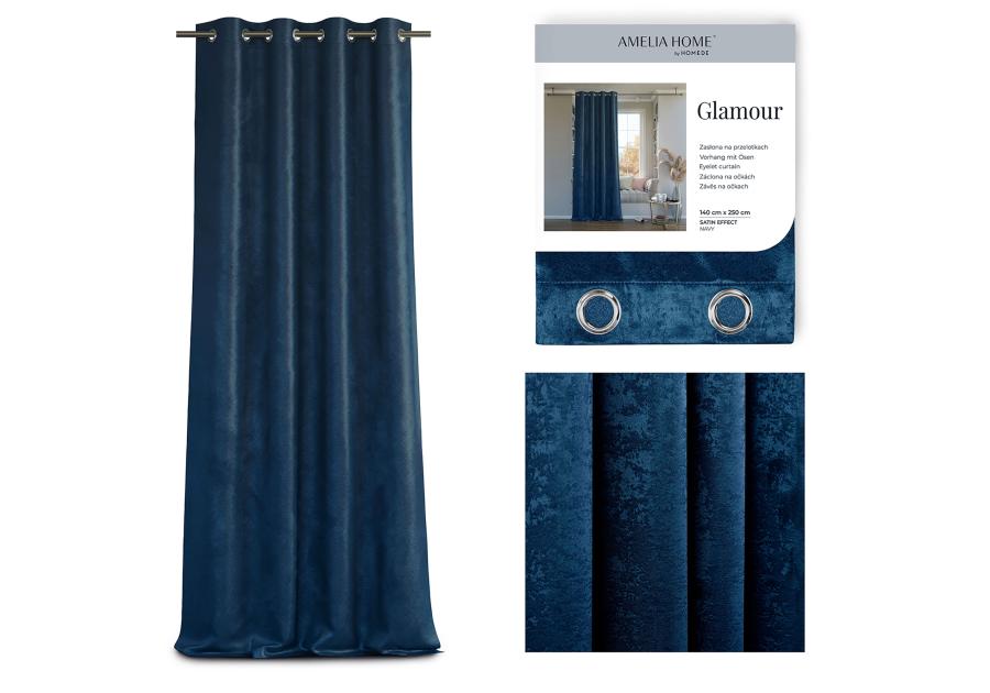 Zasłona Glamour Eyelets 140x250 cm granatowy AMELIAHOME