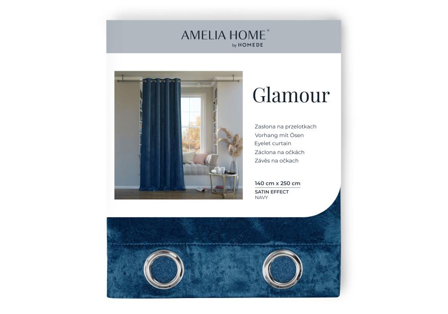 Zasłona Glamour Eyelets 140x250 cm granatowy AMELIAHOME