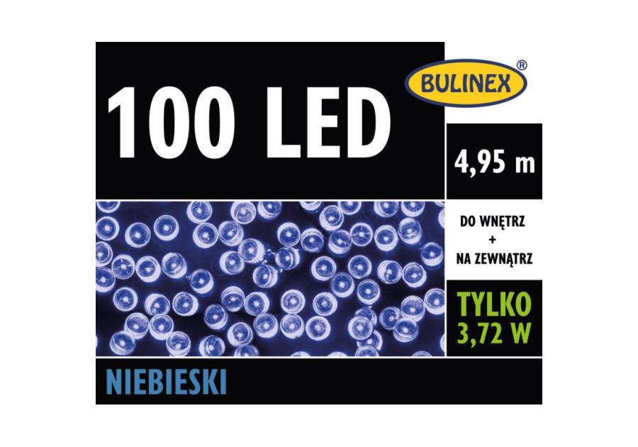 Lampki choinkowe LED 4,95 m niebieskie 100 lampek zielony przewód BULINEX