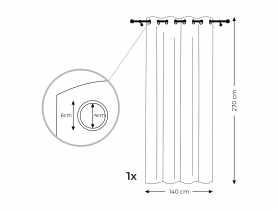 Firanka Irvette Eyelets srebrny 140x270 cm AMELIAHOME