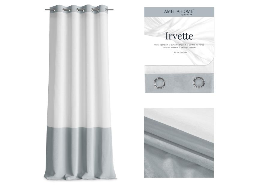 Firanka Irvette Eyelets srebrny 140x270 cm AMELIAHOME