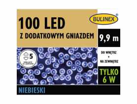 Lampki LED z dodatkowym gniazdem 9,9 m niebieski 100 lampek BULINEX