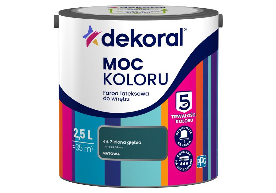Farba lateksowa Moc Koloru zielona głębia 2,5 L DEKORAL