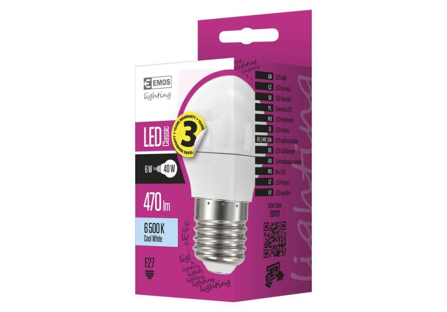 Żarówka LED Classic mini globe 6W E27 zimna biel EMOS