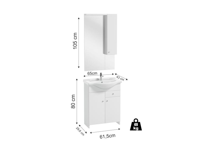 Zestaw szafka z umywalką lustrem i oświetleniem Silves 65 cm DEFTRANS