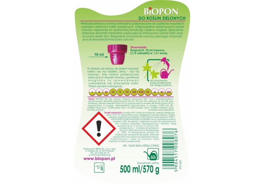 Nawóz do roślin zielonych 0,5 L BIOPON