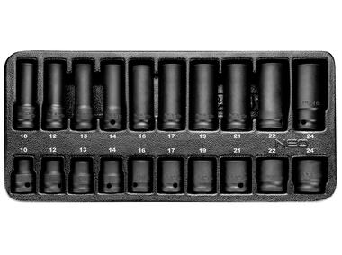 Zdjęcie: Nasadki udarowe 1/2", 10-24 mm, zestaw 20 sztuk wkładka Neo