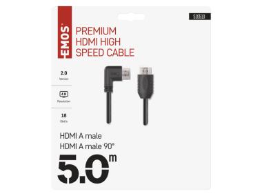 Zdjęcie: Przewód Hdmi 2.0 wtyk A - wtyk A 90, 5m EMOS