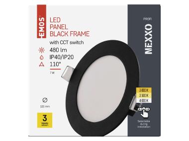 Zdjęcie: Panel LED wpuszczany Nexxo, okrągły, czarny, 7 W, CCT EMOS