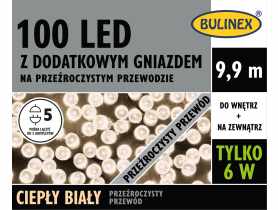 Lampki choinkowe LED z dodatkowym gniazdem 9,9 m biały ciepły 100 lampek BULINEX