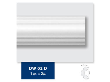 Zdjęcie: Listwa ścienna z polimeru HD 2 m DW02D biała 2,5 x 1,5 cm DMS