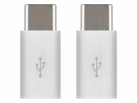 Adapter micro USB 2.0, gniazdo B - wtyk C, biały, 2 sztuki EMOS