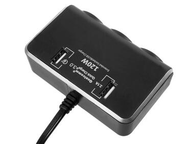 Zdjęcie: Rozgałęźnik gniazda zapalniczki - 3x gniazdo zapalniczki + 2x port USB z monitorem napięcia LB01