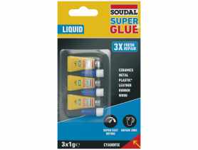 Klej sekundowy Super Glue liquid 3 x 1 g SOUDAL