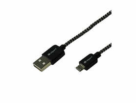 Przewód plecionka czrno-biała USB - microUSB 1m, opakowanie blistr DPM SOLID