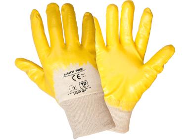 Zdjęcie: Rękawice nitrylowe żółto-białe, 12 par, 10, CE, LAHTI PRO