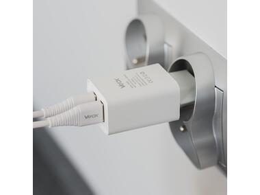 Zdjęcie: Ładowarka sieciowa 2x USB 5V 2.1A + kabel usb typ C 1m VA0052C VAYOX