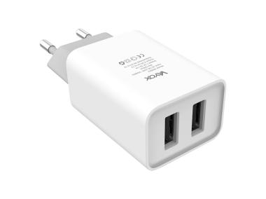 Zdjęcie: Ładowarka sieciowa 2x USB 5V 2.1A + kabel usb typ C 1m VA0052C VAYOX