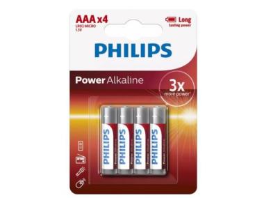 Zdjęcie: Baterie alkaliczne Power Alkaline AAA 1,5V – 4 szt. PHILLIPS