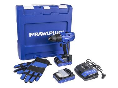 Zdjęcie: Wiertarko-wkrętarka RawlDriver R-PDD18-55, rękawice, walizka, 2 akumulatory, ładowarka RAWLPLUG