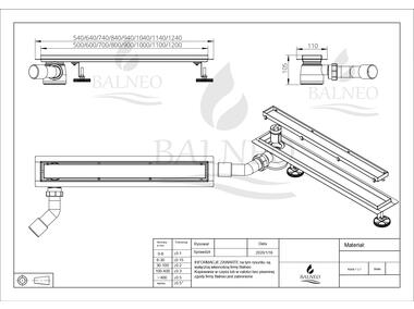 Zdjęcie: Odpływ liniowy z bocznym syfonem Side Drain (pod płytkę / Virgin) 100 cm BALNEO