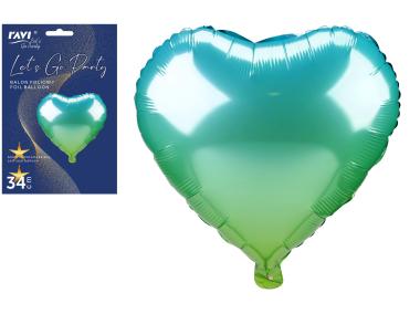 Zdjęcie: Balon foliowy Heart niebiesko-zielony RAVI