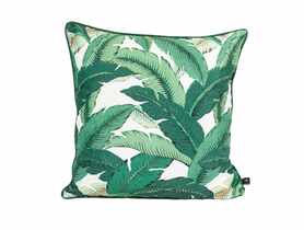 Poszewka velvetowa z nadrukiem duży zielony liść liść jungle chic mix 45x45 cm CHIC HOME