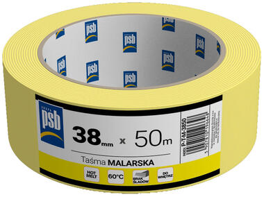 Zdjęcie: Taśma malarska żółta PSB 38 mm x 50 m SILA