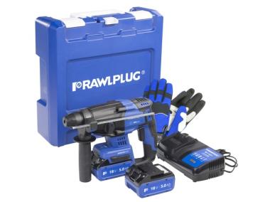 Zdjęcie: Młotowiertarka RawlHammer R-PRH18, 2 akumulatory R-BAT-185001 5.0 Ah z ładowarką 6.5A RAWLPLUG