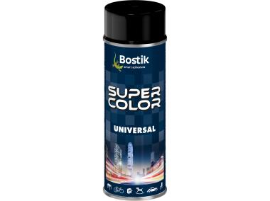 Zdjęcie: Lakier uniwersalny ogólnego zastosowania Super Color Universal czarny połysk RAL 9005 400 ml BOSTIK