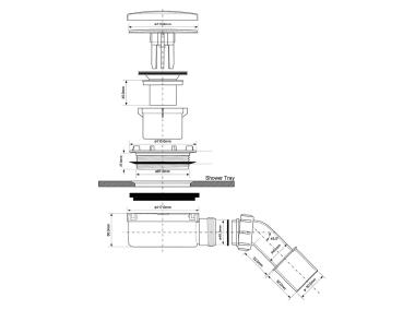 Zdjęcie: Syfon brodzikowy niski wys. 60 mm z odejściem 40/50 mm pokrywa biała 113 mm MCALPINE