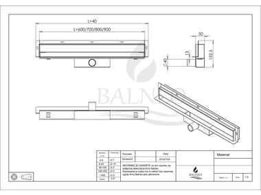 Zdjęcie: Odpływ liniowy ścienny W-Drain - 80 cm BALNEO