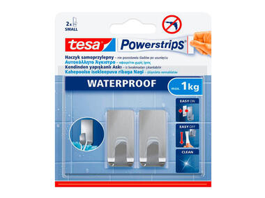 Zdjęcie: Haczyk samoprzylepny Powerstrips Waterproof mały, metal TESA