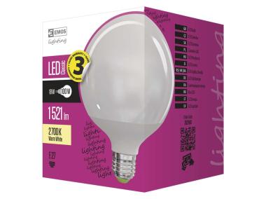 Zdjęcie: Żarówka LED Classic Globe, E27, 15,3 W (100 W), 1521 lm, ciepła biel EMOS