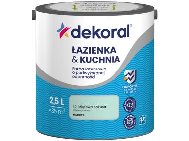 Zdjęcie: Farba lateksowa Łazienka&Kuchnia miętowa pokusa 2,5 L DEKORAL