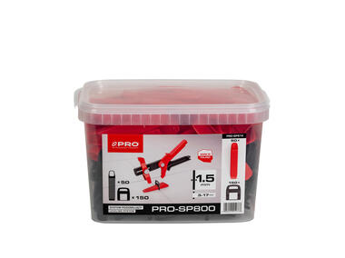 Zdjęcie: System poziomujący PRO-SP800 1,5 mm mix klipsy i kliny 150/50 szt. wiadro 5 L PRO