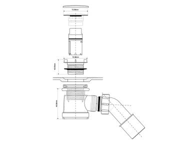 Zdjęcie: Syfon brodzikowy wys. 90 mm z odejściem 40/50 mm pokrywa stal nierdzewna 70 mm MCALPINE