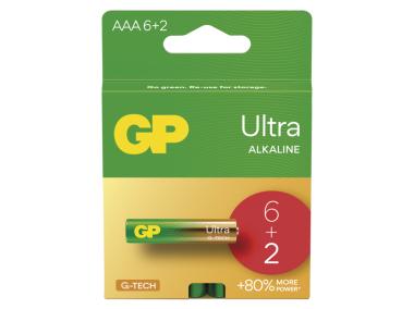 Zdjęcie: Bateria alkaliczna GP Ultra AAA (LR03) 6+2PP EMOS