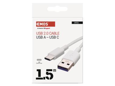 Zdjęcie: Kabel Usb 2.0, wtyk A - C, ładowanie, transmisja danych, 1,5 m, biały EMOS