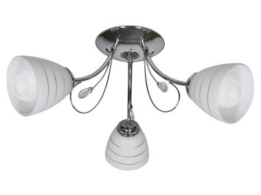 Zdjęcie: Lampa sufitowa chrom 3x40W biały klosz z kryształkami Simpli CANDELLUX