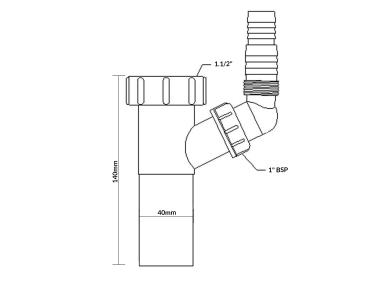 Zdjęcie: Przedłużka do syfonu zlewozmywakowego 1.1/2 x40 mm z podłączeniem do pralki lub zmywarki MCALPINE