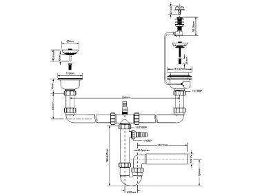 Zdjęcie: Syfon zlewozmywakowy rurowy podwójny 3 5 x50 mm spust z mechanizmem automatycznym MCALPINE