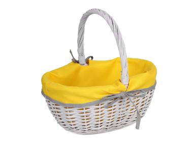Zdjęcie: Koszyk piknikowy z żółtym materiałem 33x26x15/32 cm szary TIN TOURS