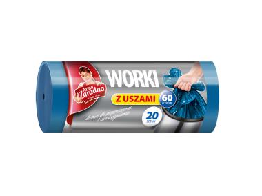 Zdjęcie: Worki na śmieci z uszami ldpe 60 L - 20 szt. niebieskie ANNA ZARADNA