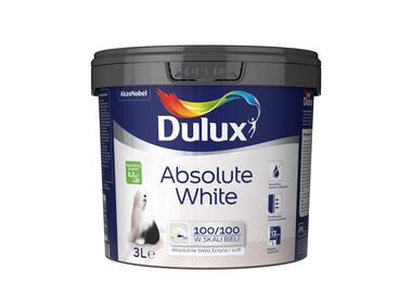 Zdjęcie: Farba do malowania ścian i sufitów Absolute White 3 l DULUX