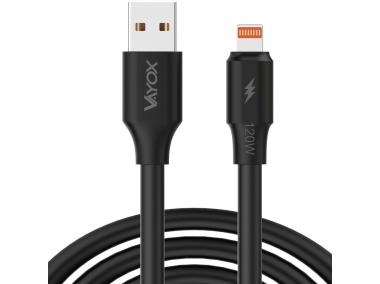 Zdjęcie: Kabel USB - lightning 120W 3A 1 m fast line czarny VA0120 VAYOX