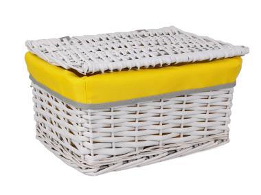 Zdjęcie: Kufer wiklinowy z żółtym materiałem 33x24x18 cm szary TIN TOURS
